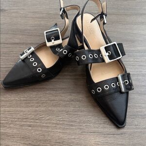 Nearly-new Liverpool Los Angeles Villa double buckle flat, 8, black